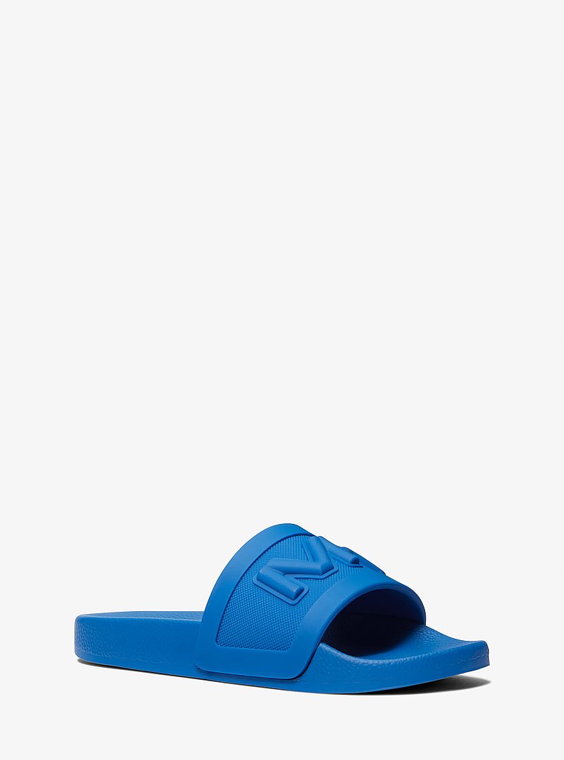 Jake Logo Embossed Rubber Slide Sandal in GRECIAN BLUE | Michael Kors
