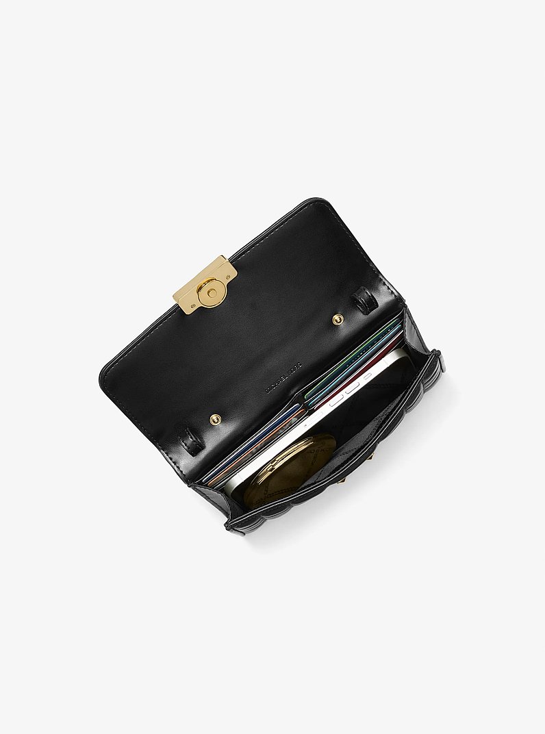 Tribeca Leather Convertible Crossbody Bag in BLACK | Michael Kors