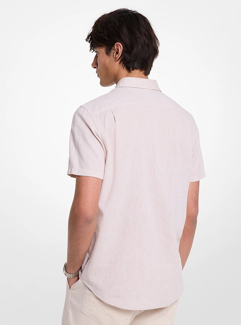 Dot Linen and Cotton Shirt in DUNE | Michael Kors