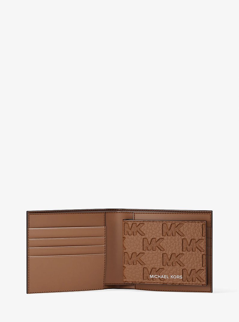 Hudson Logo Embossed Leather Billfold Wallet and Passcase in LUGGAGE | Michael Kors
