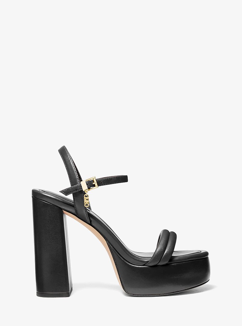 Laci Leather Platform Sandal in BLACK | Michael Kors