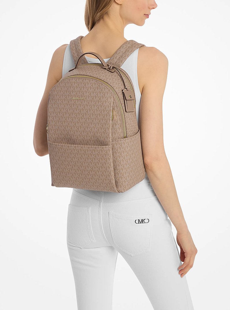 Sable Large Signature Logo Backpack in BIRCH | Michael Kors