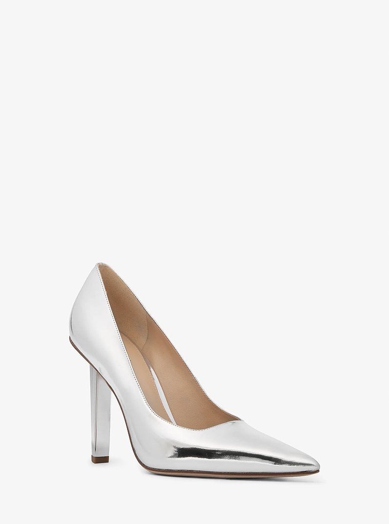 Halle Metallic Leather Pump in SILVER | Michael Kors