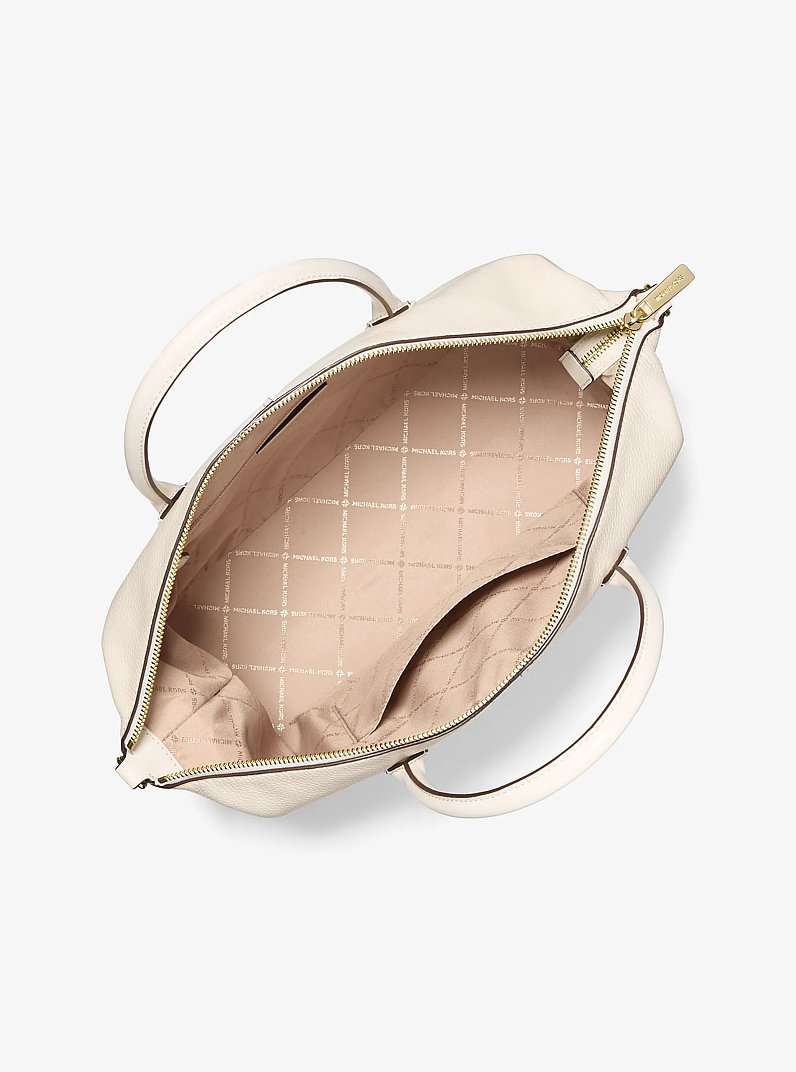 Hyde Large Pebbled Leather Satchel in LT CREAM | Michael Kors