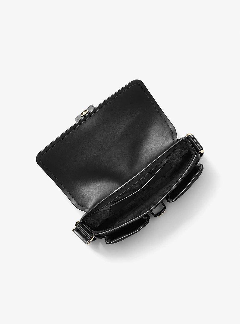 Colby Medium Crackled Leather and Suede Shoulder Bag in BLACK | Michael Kors