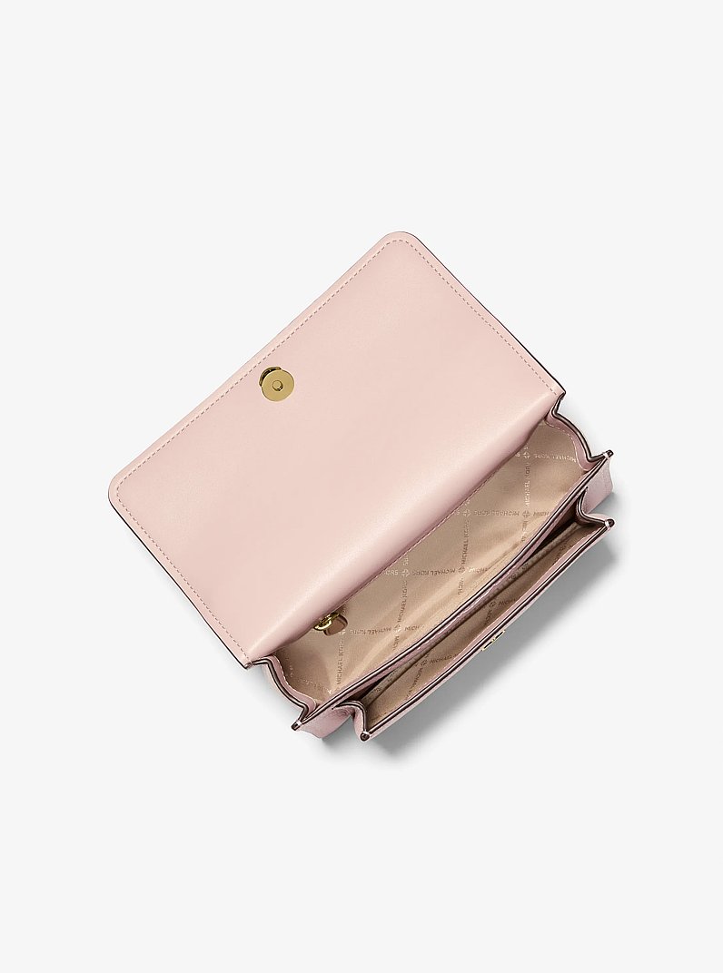 Borsa a spalla Claire convertibile grande in pelle martellata in ROSA TENUE | Michael Kors