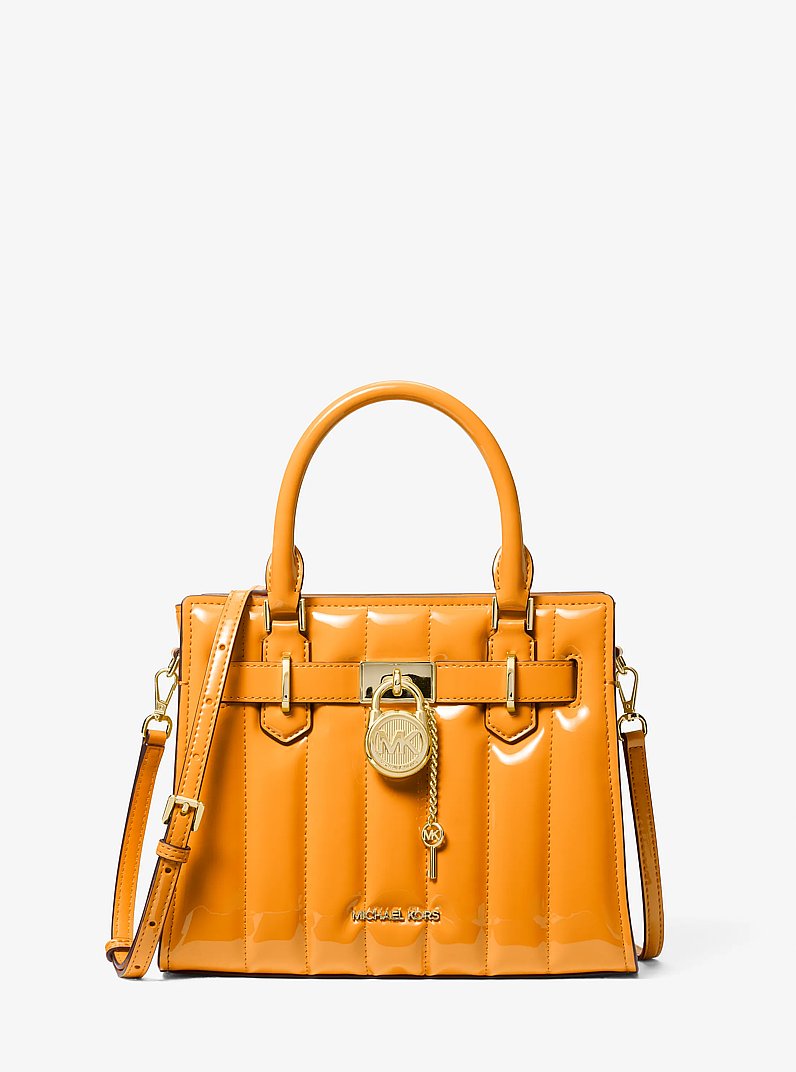 Hamilton Small Patent Satchel in POP ORANGE | Michael Kors