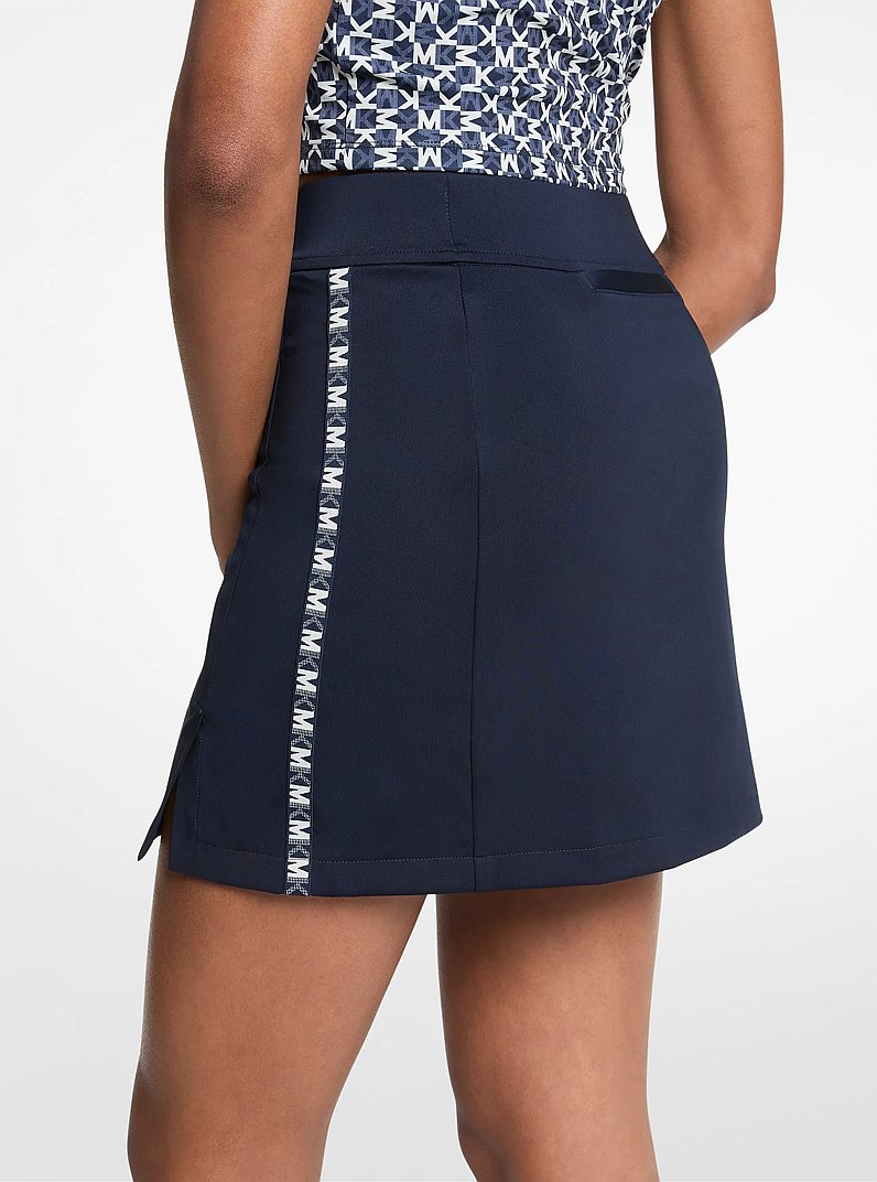 Stretch Knit Logo Tape Mini Skort in MIDNIGHTBLUE | Michael Kors