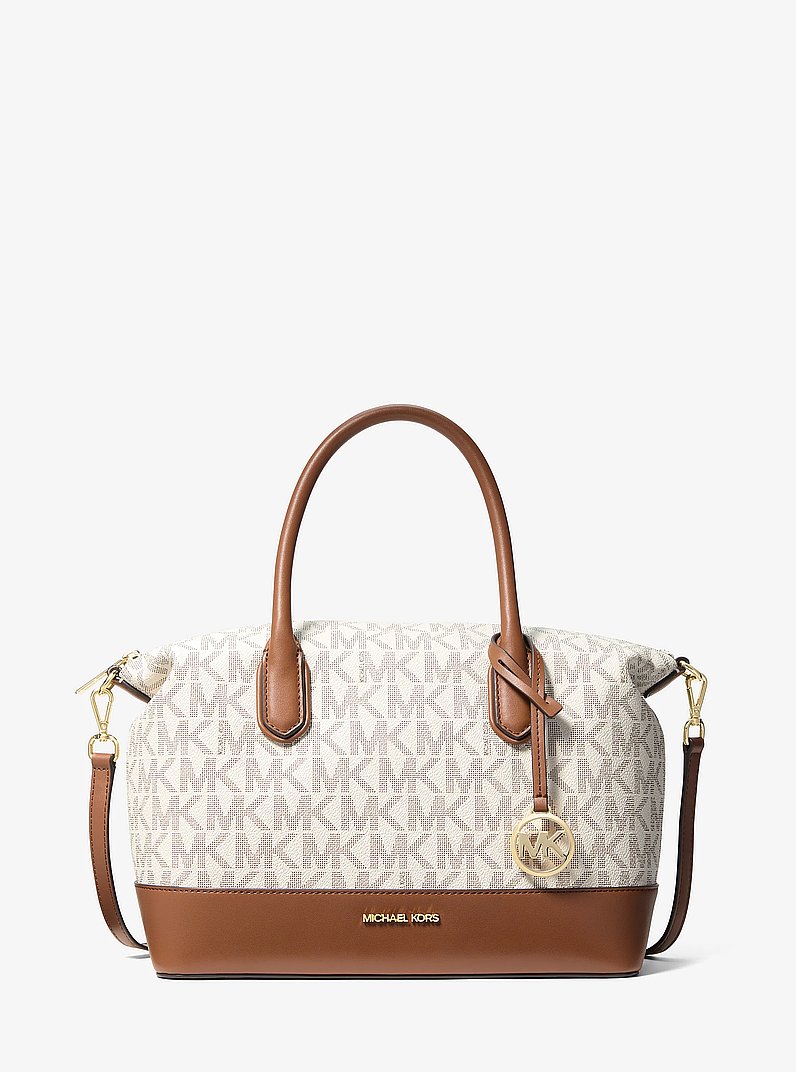 Borsa a mano Hyde media con stampa logo in VANIGLIA/CUOIO | Michael Kors