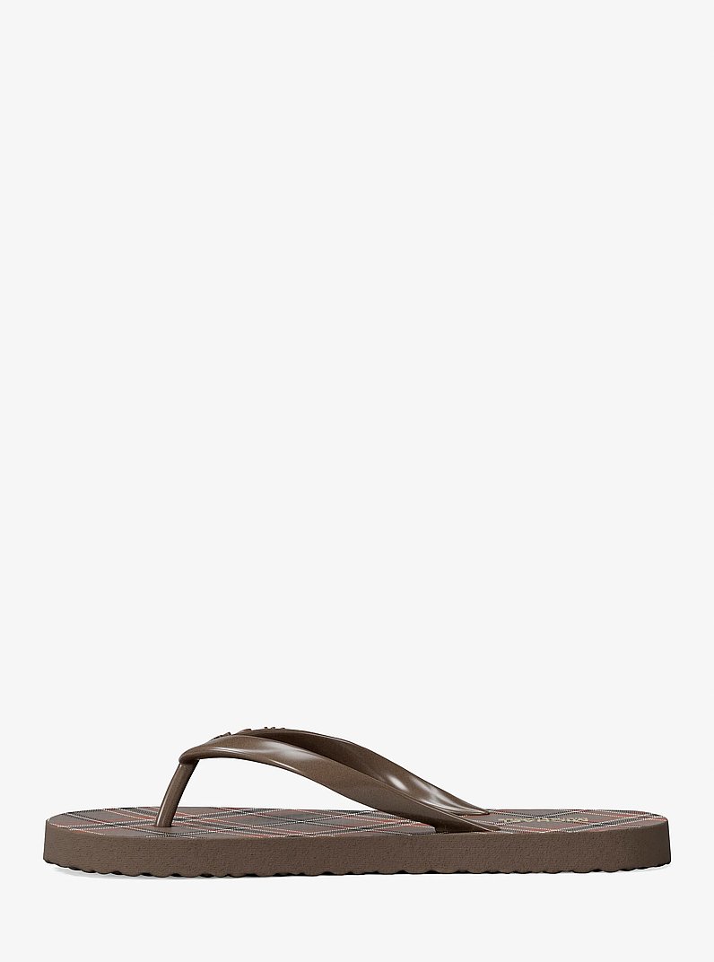 Plaid Print Flip Flop in MUSHROOM | Michael Kors