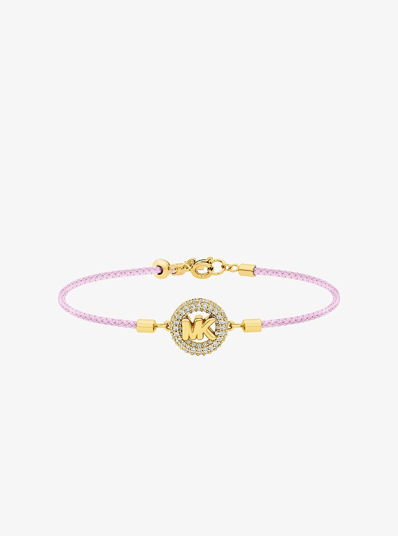 Pav&eacute; Gold-Tone Logo Corded Bracelet in PRIMROSE | Michael Kors