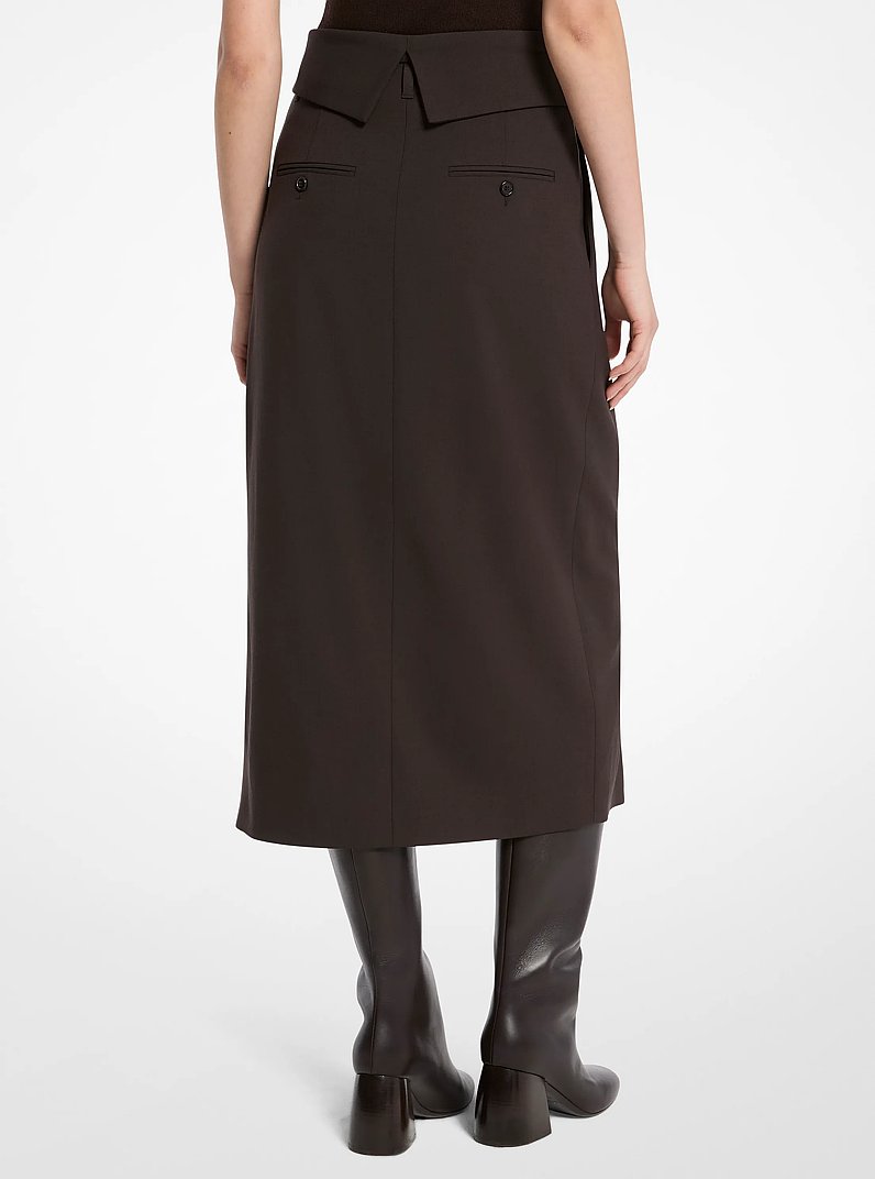 Falda pantal&oacute;n cruzada de lana el&aacute;stica in CHOCOLATE | Michael Kors