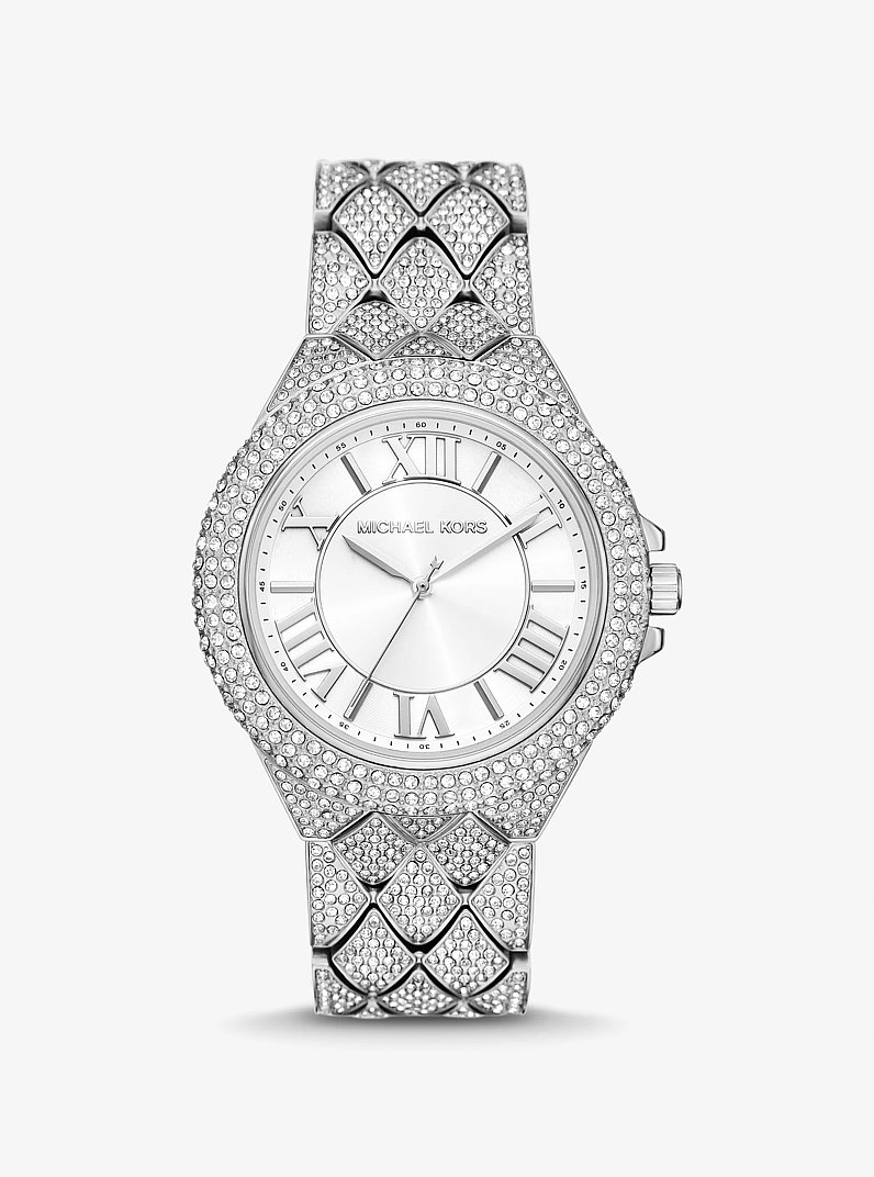 Reloj Camille oversize en tono plateado con incrustaciones in PLATEADO | Michael Kors