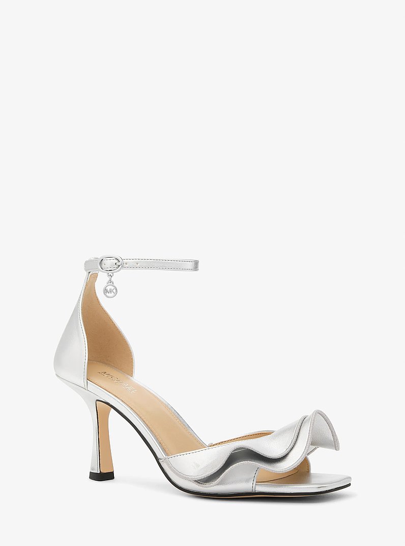 Livia Metallic Sandal in SILVER | Michael Kors