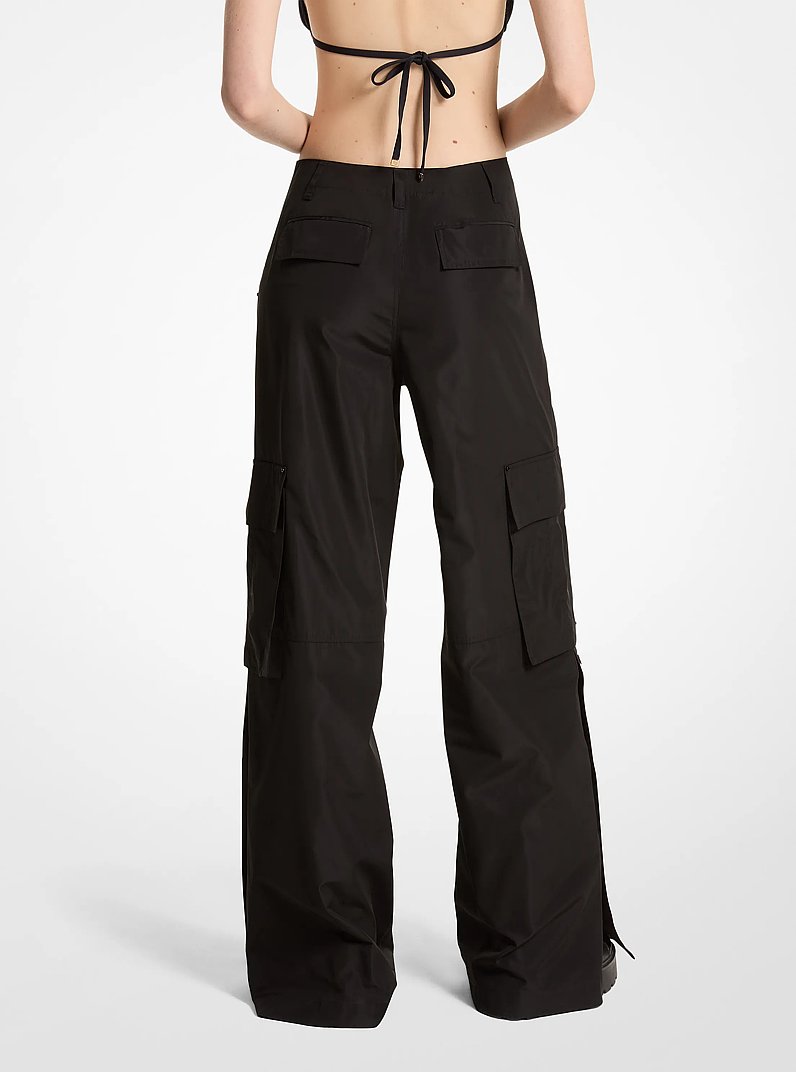Woven Wide-Leg Cargo Pants in BLACK | Michael Kors