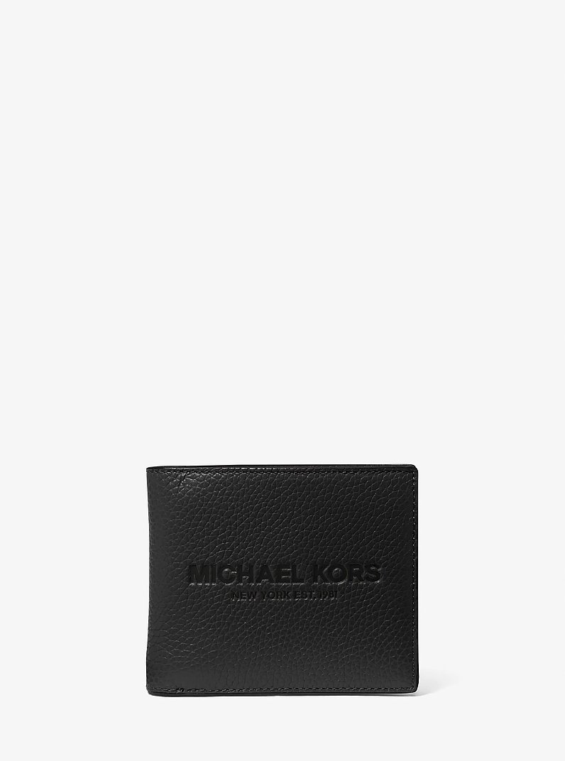 Cooper Pebbled Leather Billfold Wallet With Coin Pouch in BLACK | Michael Kors