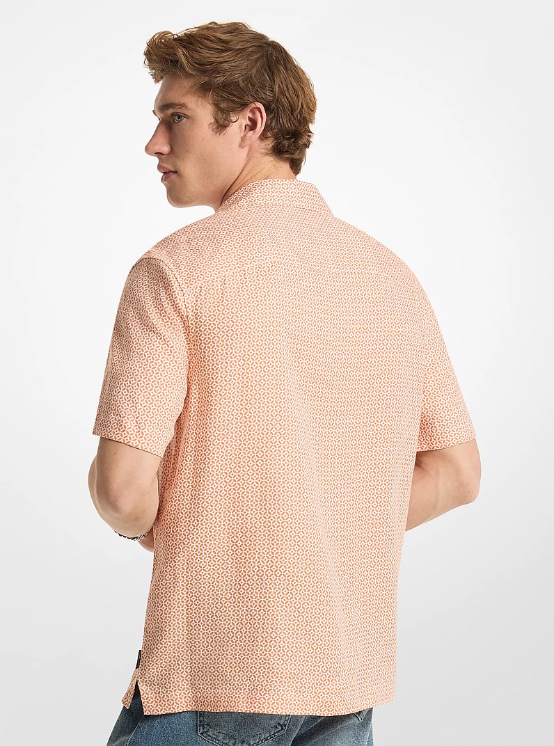 Chemise en lin &agrave; motif g&eacute;om&eacute;trique in ORANGE ECLATANT | Michael Kors