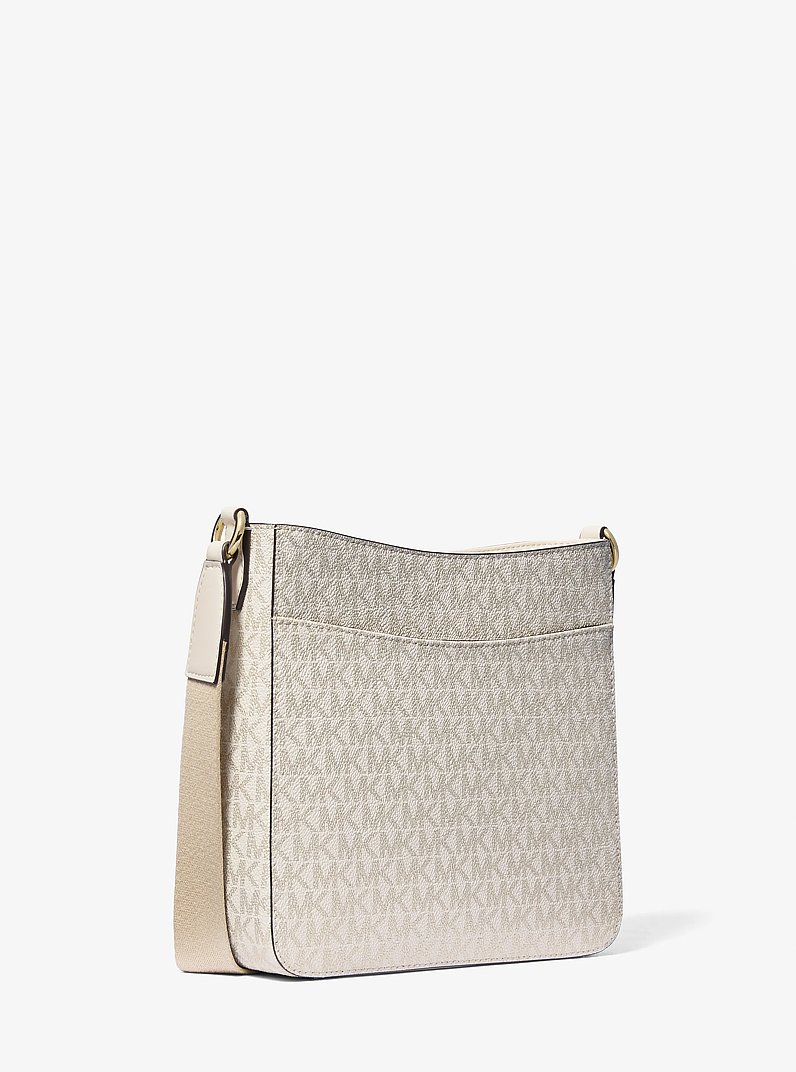 Jet Set Travel Small Signature Logo and Metallic Messenger Bag in PALE GOLD | Michael Kors