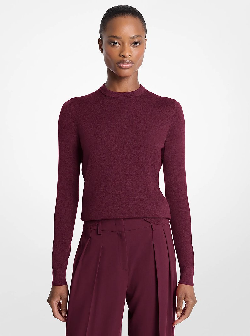 Cashmere and Wool Blend Sweater in WINE | Michael Kors