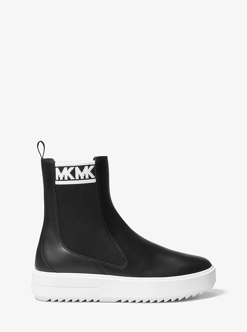 Bot&iacute;n Emmett de punto el&aacute;stico y piel