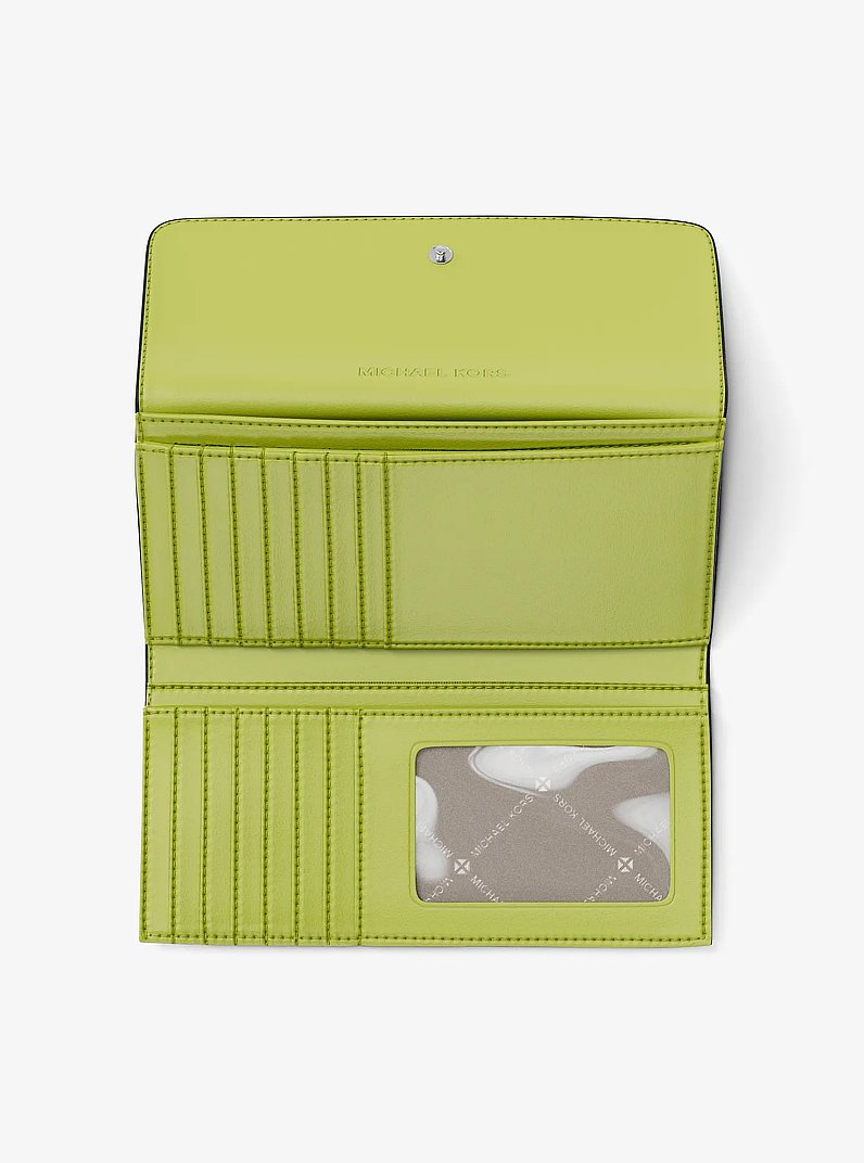 Jet Set Large Signature Logo Tri-Fold Wallet in LIME - Sale