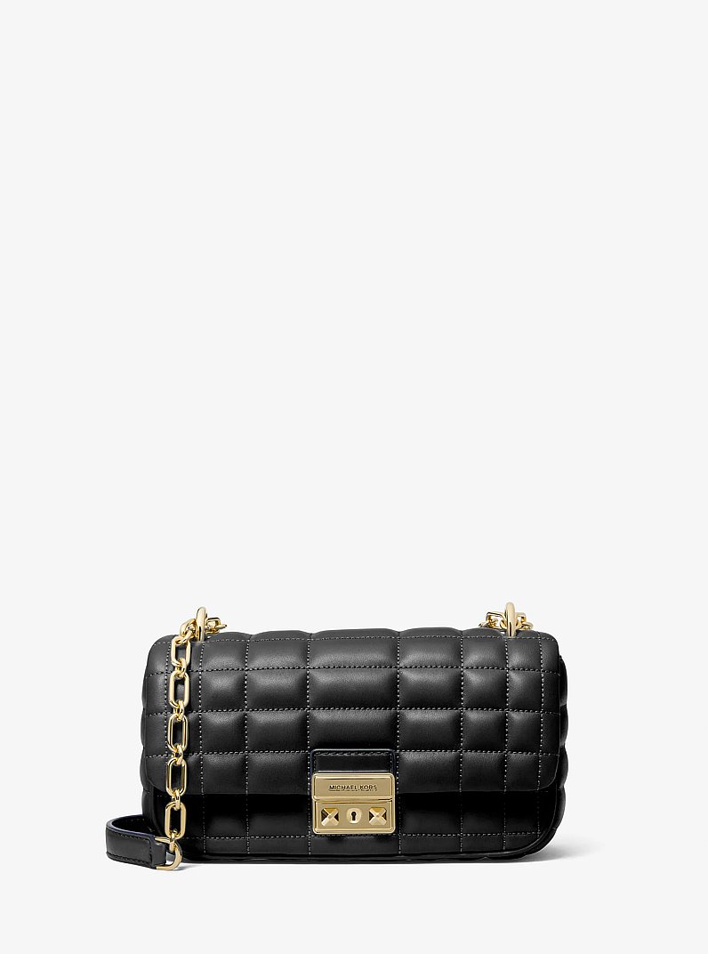 Tribeca Small Quilted Leather Shoulder Bag in BLACK | Michael Kors