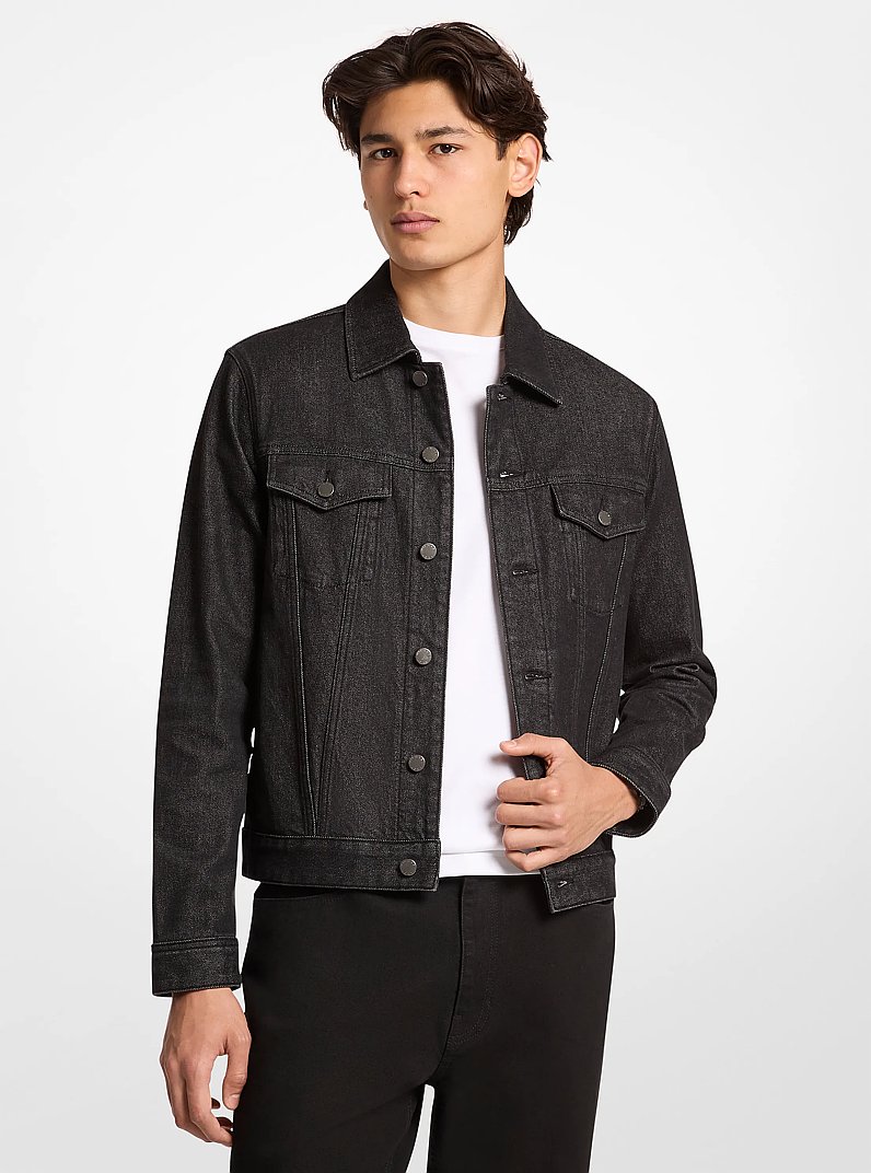 Stretch Denim Trucker Jacket in BLACK RINSE | Michael Kors