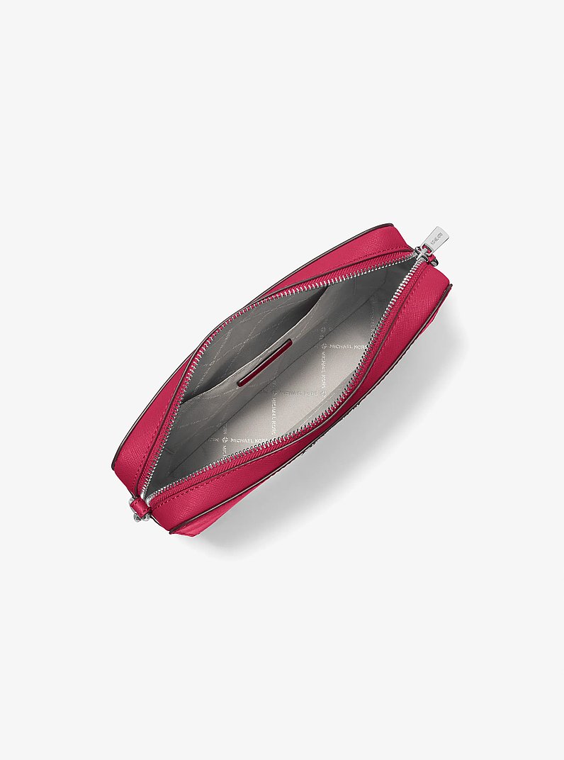 Jet Set Large Saffiano Leather Crossbody Bag in DK RASPBERRY | Michael Kors