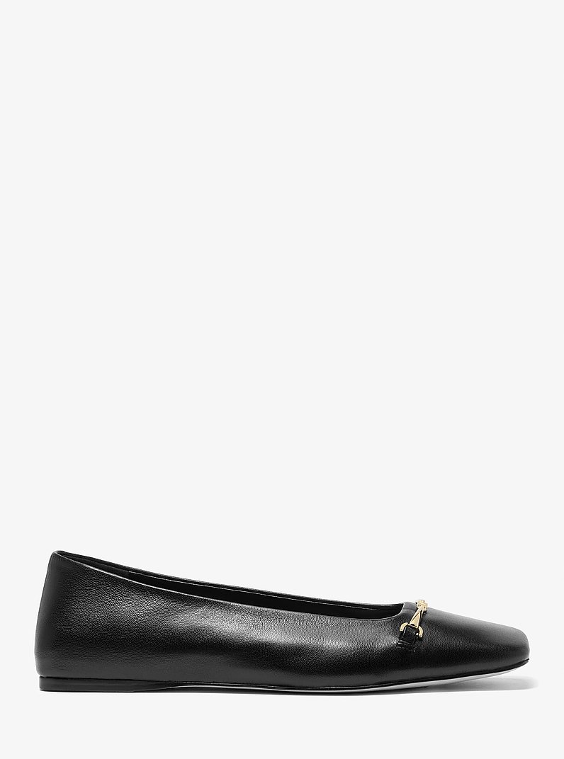 Lena Leather Ballet Flat in BLACK | Michael Kors