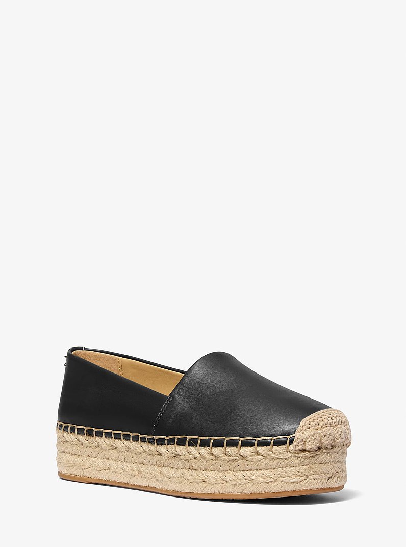 Lynn Leather Platform Espadrille in BLACK | Michael Kors
