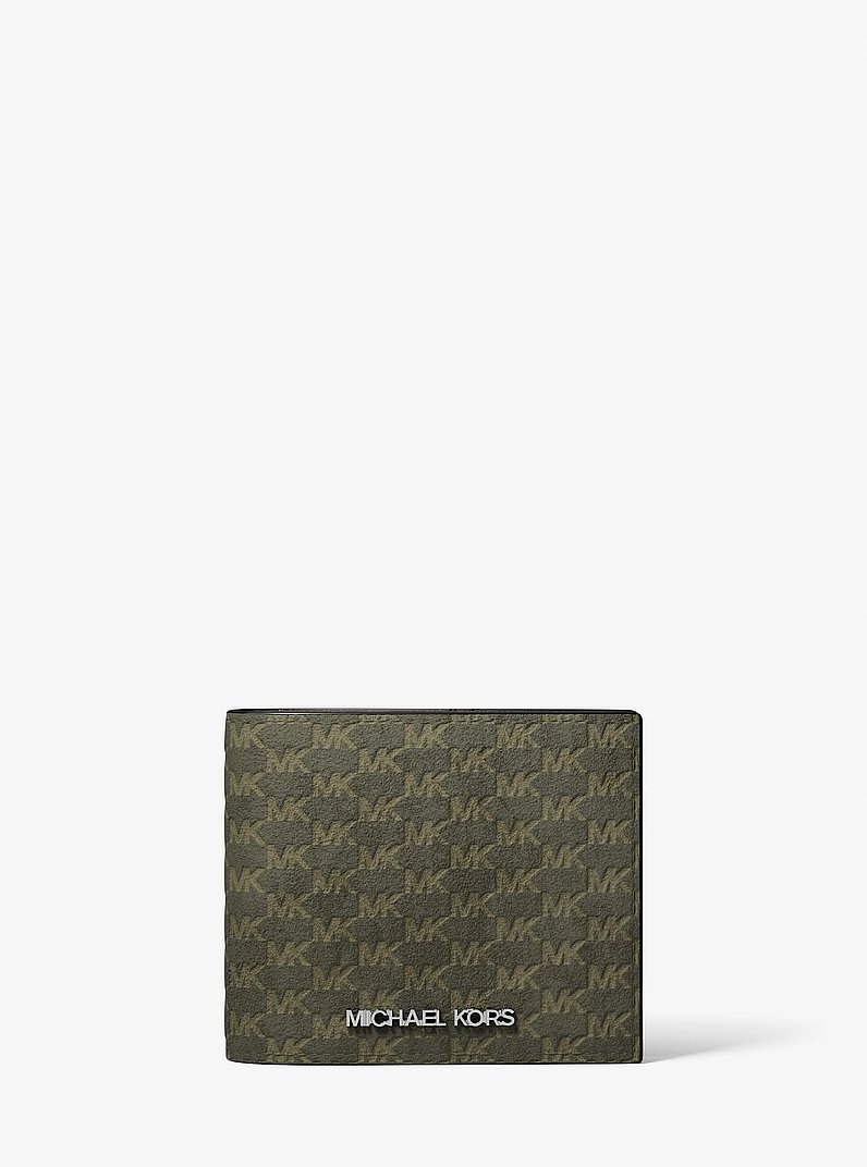 Cooper Logo Debossed Polyester Microsuede Wallet in OLIVE | Michael Kors