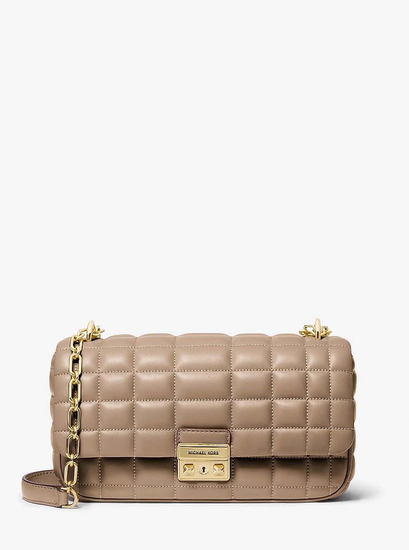 Tribeca Large Quilted Leather Shoulder Bag in BIRCH | Michael Kors