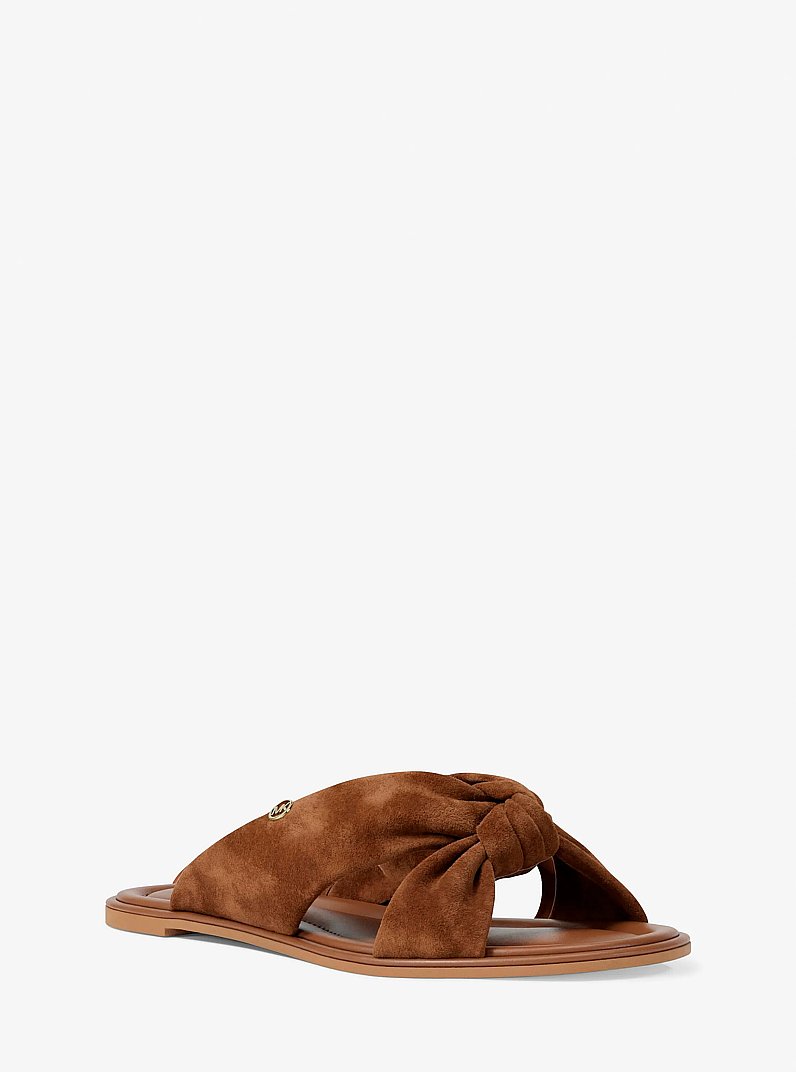 Sandalo slide Elena in pelle scamosciata in CUOIO | Michael Kors
