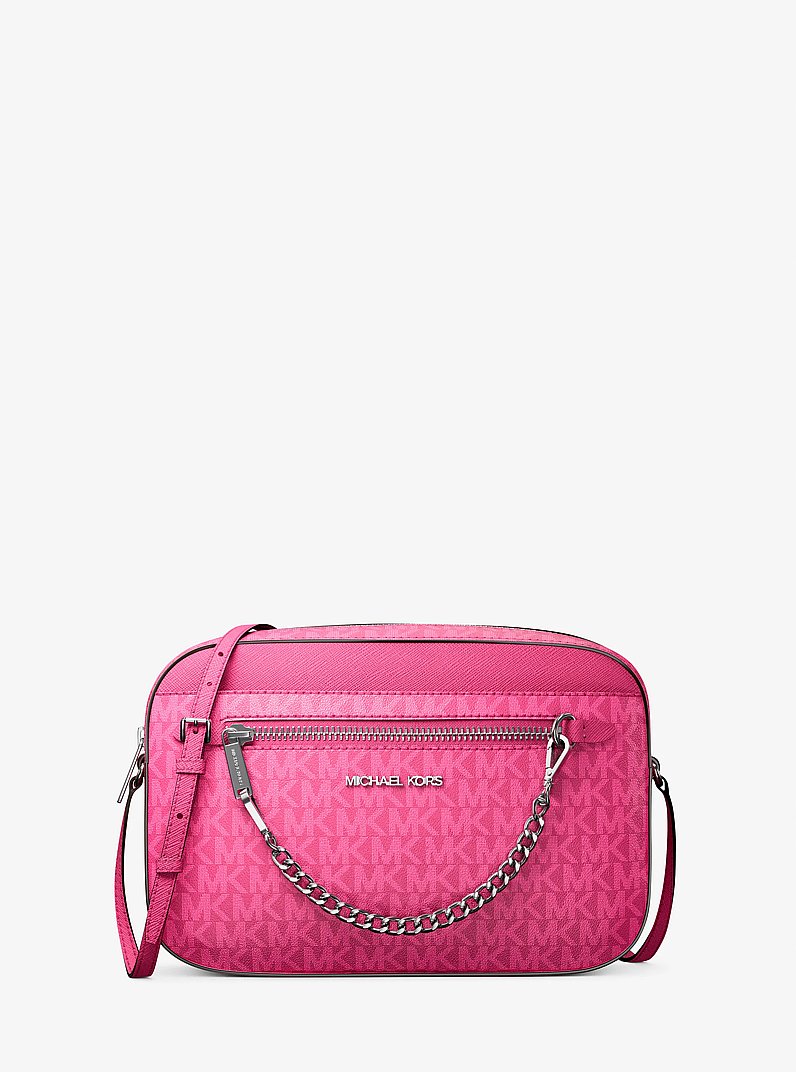 Jet Set Large Signature Logo Crossbody Bag in DRAGONFRUIT | Michael Kors