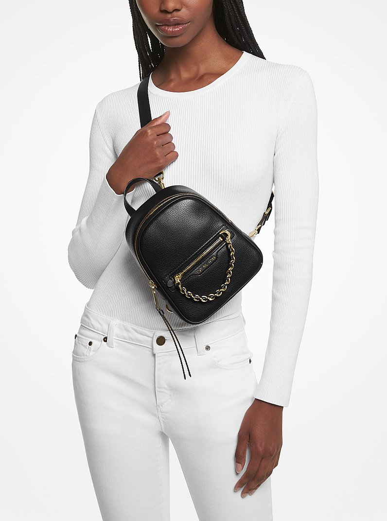 Elliot Extra-Small Pebbled Leather Backpack in BLACK | Michael Kors