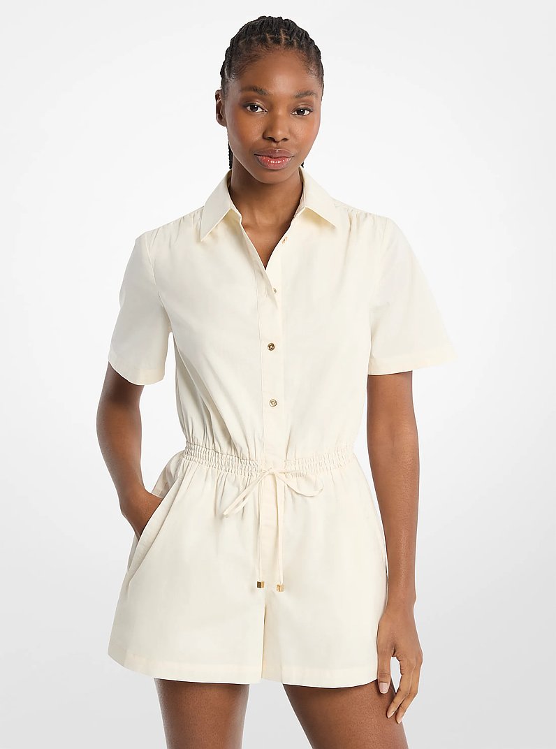 Cotton Poplin Romper in BONE | Michael Kors