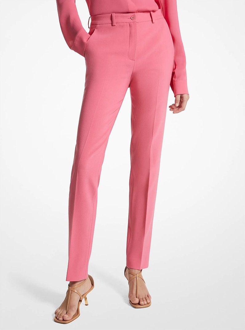 Samantha Stretch Pebble Crepe Pants in AZALEA | Michael Kors