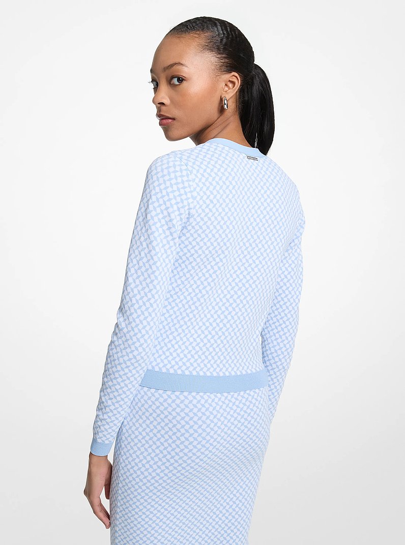 Tile Jacquard Cardigan in SHOREBLUE | Michael Kors
