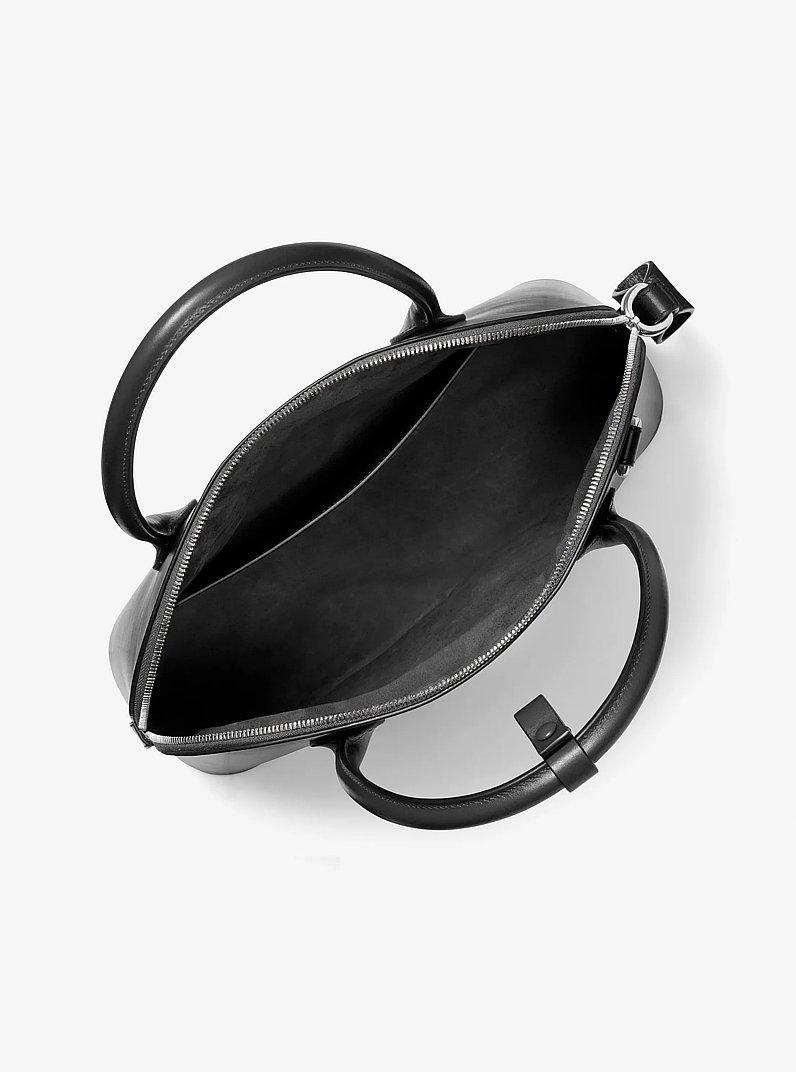 Kaitlin Large Leather Dome Satchel in BLACK | Michael Kors