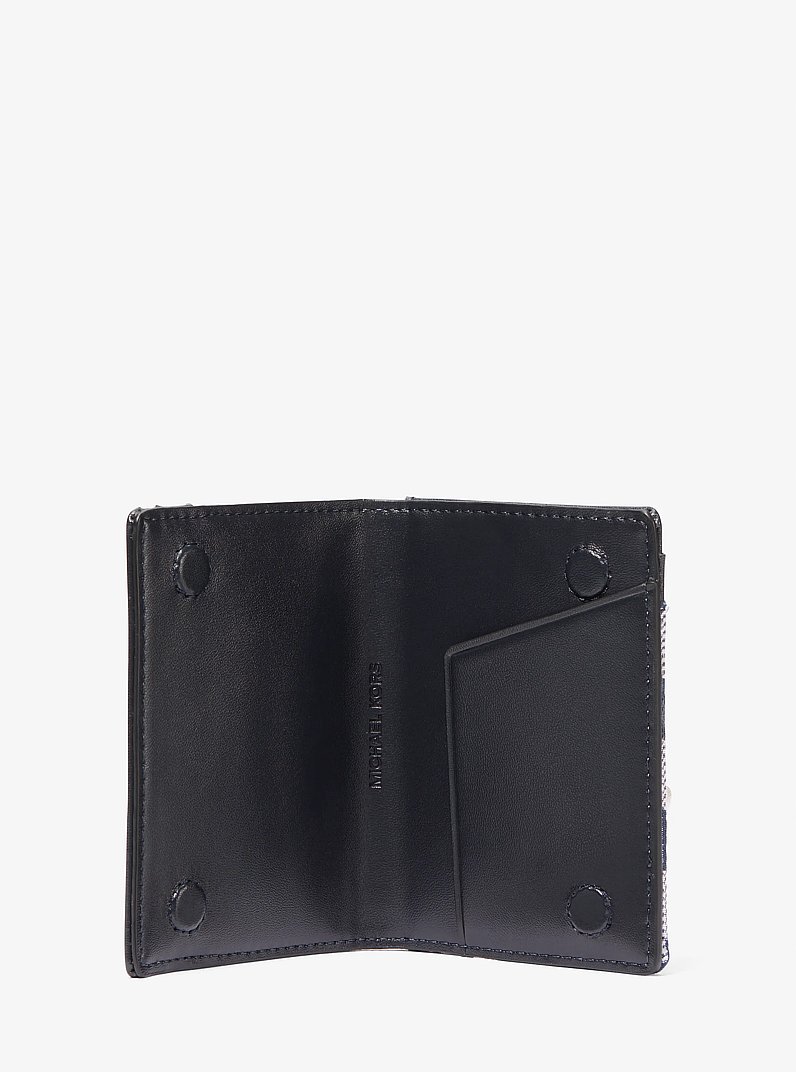 Billetera plegable Cooper con logotipo en jacquard in AZUL MARINO | Michael Kors