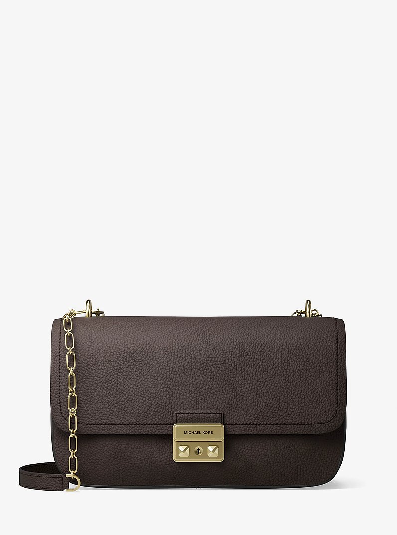 Tribeca Large Nubuck Leather Shoulder Bag in CHOCOLATE | Michael Kors