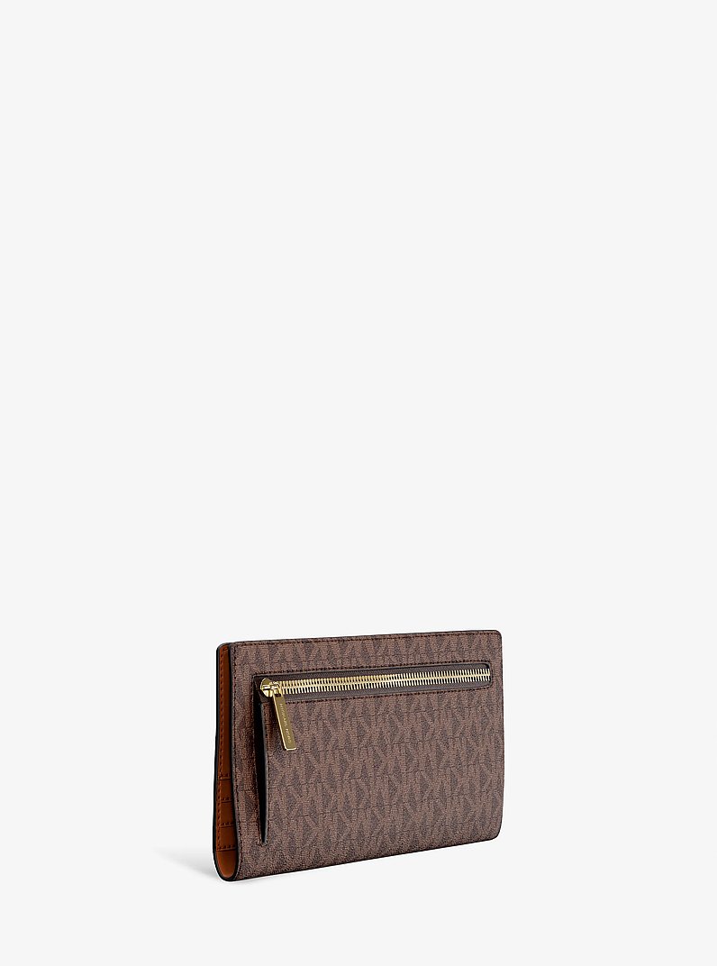 Carson Large Signature Logo Wallet in BROWN | Michael Kors