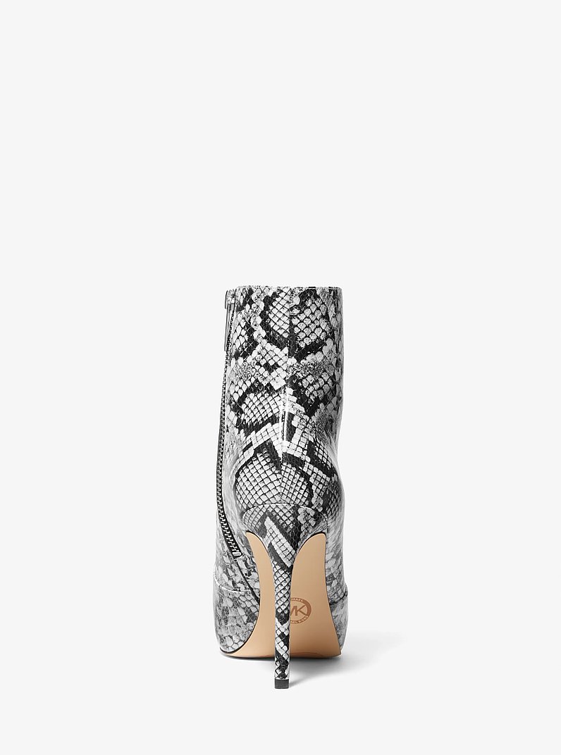 Rue Snake Embossed Leather Ankle Boot in BLACK | Michael Kors
