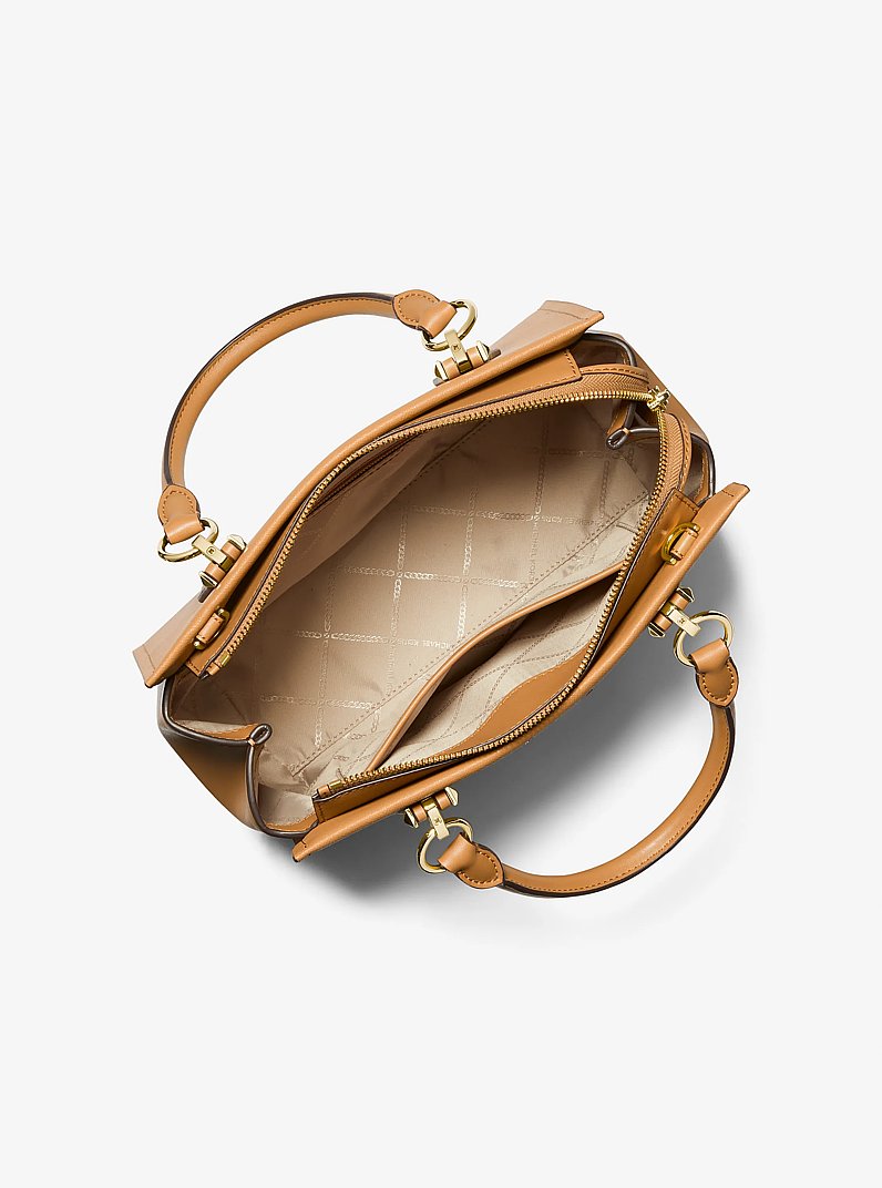 Marilyn Medium Saffiano Leather Satchel in PALE PEANUT | Michael Kors