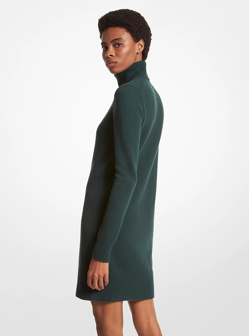 Kaia Cashmere Turtleneck Dress in FOREST | Michael Kors