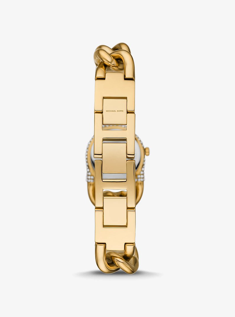 Petite Pav&eacute; Gold-Tone Chain-Link Watch in GOLD | Michael Kors