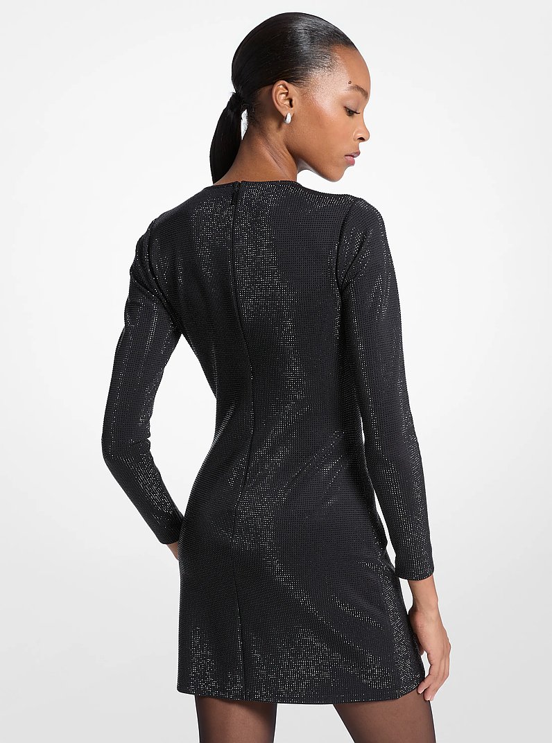 Embellished Scuba Mini Dress in BLACK | Michael Kors