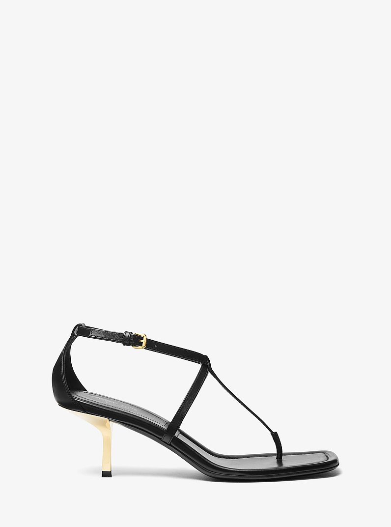 Anna Leather Sandal in BLACK | Michael Kors