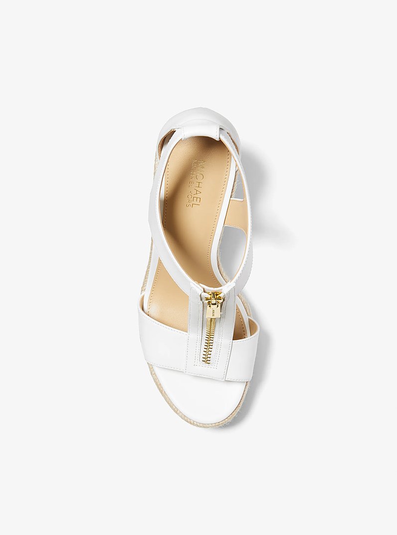 Berkley Leather Wedge Sandal in OPTIC WHITE | Michael Kors