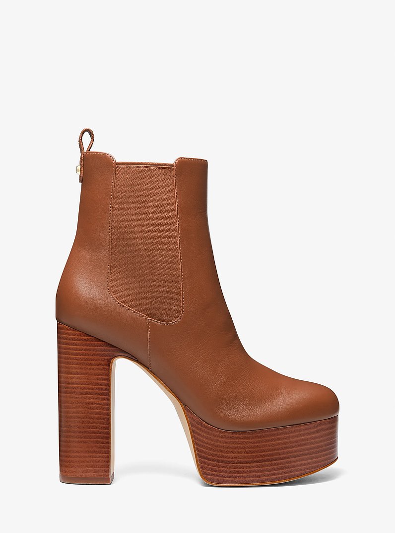 Natasha Leather Platform Boot in LUGGAGE | Michael Kors